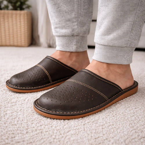 Mens leather mule slippers - mule,