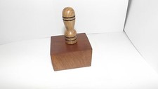 Palm gavel 2 5/8 "long in oak with carbonised markings  and a mahogany block