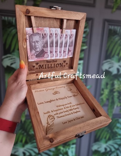 Personalised wooden money - wooden, gift