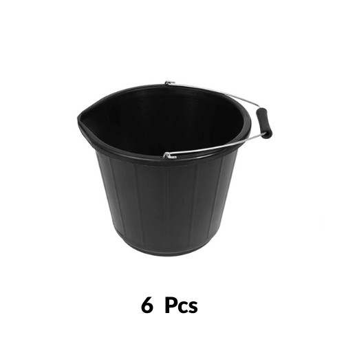 Black plastic bucket 32x26cm - plastic,