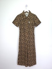 Lucy & Yak Ragan Boilersuit Jumpsuit Size 10 Brown Leo Leopard Animal Wide Leg