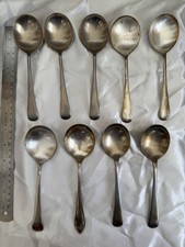 9 Mixed Fruit Spoons Nickel Silver Resilco Made In Sheffield England