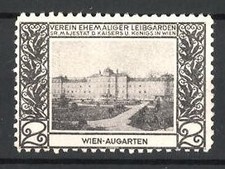 Reklamemarke Wien, Blick auf den Augarten, Verein ehemaliger Leibgarden in Wien 