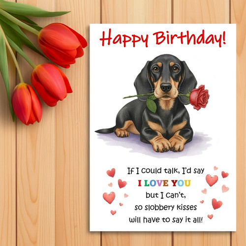 Dachshund birthday card from - birthday,