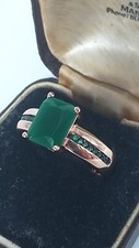 Vintage 1990-s 14 Ct Rolled Gold Emerald Ring Size UK R US 8  1/2 - Hallmarked!