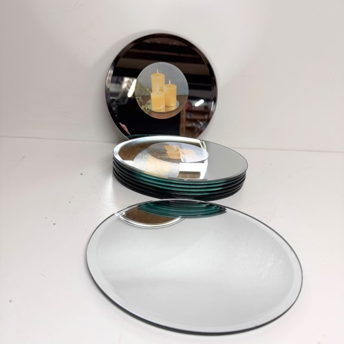 Mirrored glass candle plates - mirrored,