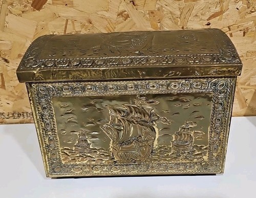 Vintage brass embossed large - embossed,