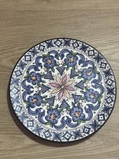 Large Vtg. Ceraplat Hand Made painted Spain Wall Plate-Approx 7.5” Blue