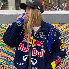 Red Bull Racing F1 Black Jacket – Casual Sportswear, Spring/Autumn Style