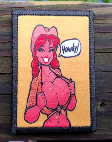 Cowgirl howdy morale patch - howdy,