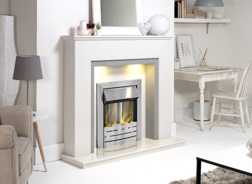 White marble grey - white, fireplace