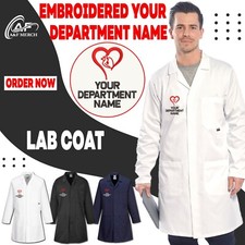Personalised Custom Embroidered Lab Coat Heart Your Department Name Doctor Staff