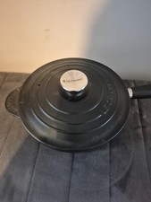 Le Creuset Black  Cast Iron Saucepan  Size 20 +  Black Handle and  Lid vgc
