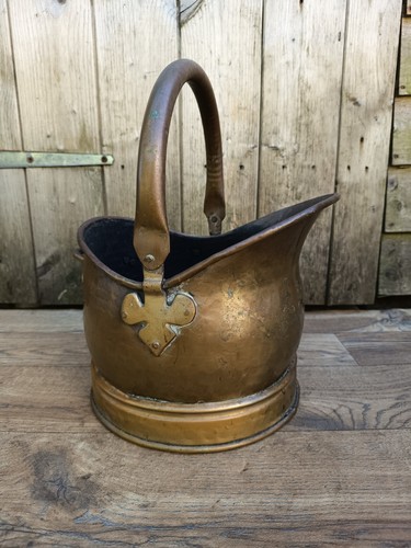 Vintage brass coal scuttle - vintage,