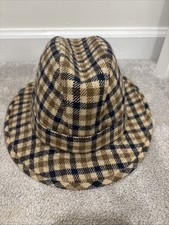 Aquascutum Bucket Hat Checkered 100% Wool England Made "Rare"