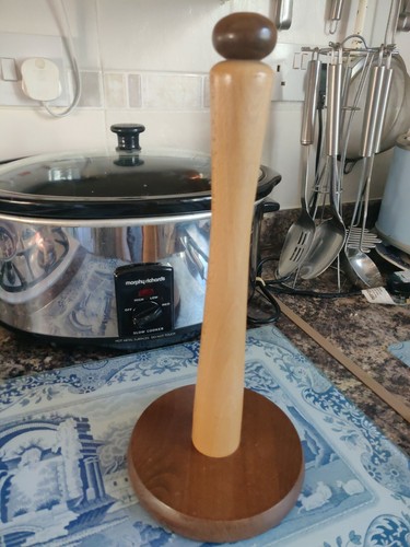 Upright wooden towel holder