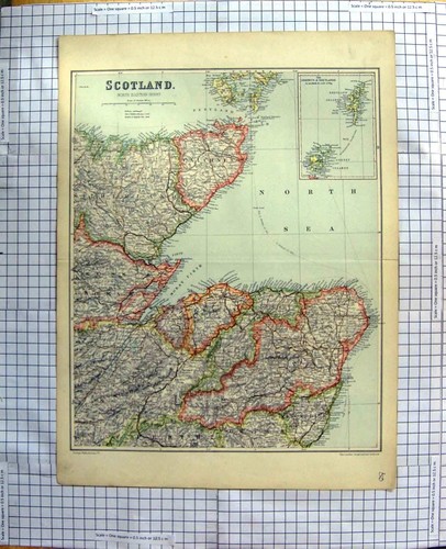 Original old antique print map - old,