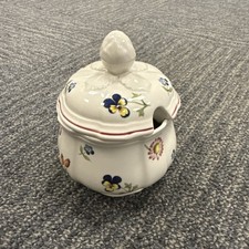 Villeroy Boch Petite Fleur Sugar Bowl & Lid Porcelain White Floral Perfect |12