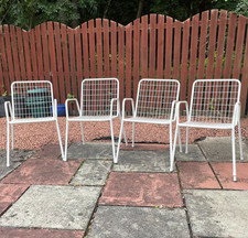 Set of 4 Rio by EMU Vintage Wire Stacking Patio Garden Chairs 1960s MCM Armchair