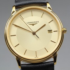 [Near MINT] Vintage LONGINES L4.677.2 34mm Gold Dial Qz Men's Watch From JAPAN