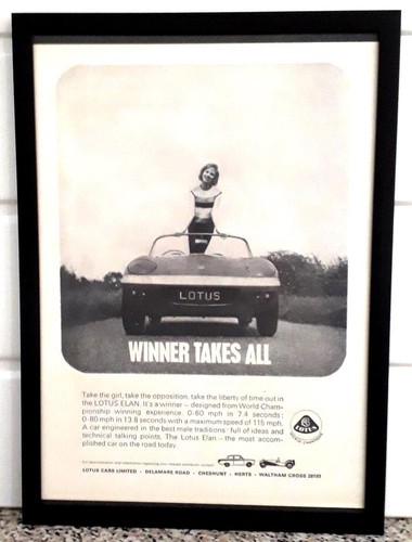 Framed original classic car - car, ad