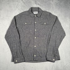 Albam Slub Shirt Men's Size Medium Blue Cotton and Linen Blend Long Sleeve 