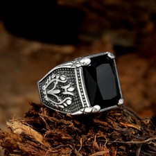 Men's Signet Ring Stainless Steel Vintage Square Multicolor Stone Cocktail Party