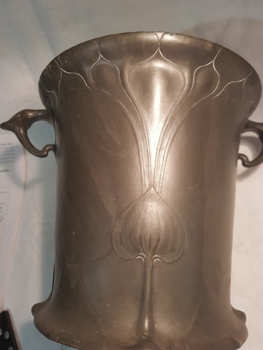 Art nouveau pewter ice bucket - art,