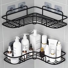 1pc Cast Iron Corner Shower Shelf - No-Drill Wall Mounted Bathroom Storage Rack,
