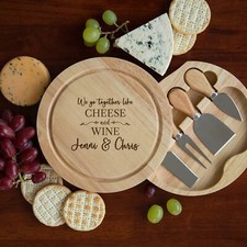 Personalised We Go Together Like Cheese & Wine Board And Knives Set Wedding
