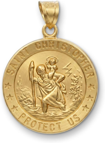 14k gold christopher medal - gold, st