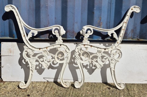 Pair cast aluminium bench - cast,