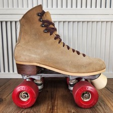 VTG Chicago Roller Skates Mens Sz 7 Brown Suede Boots Quad Wheels Retro 70s 80s