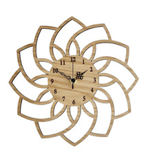 Wooden Clock Geometric Flower