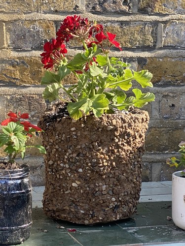 Handmade pebbled plant pots