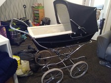 Vintage Silver Cross Coachbuilt Pram Navy Blue.