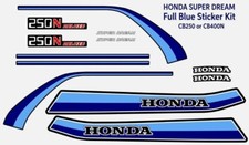 Honda CB250N CB400N Super Dream Decals, Full Sticker Kit. Blue