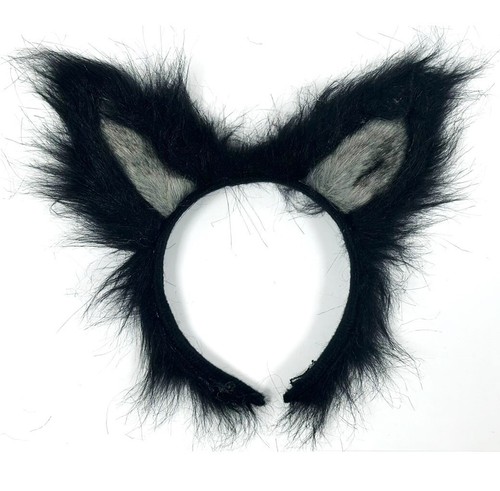 Black wolf ears - black,