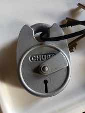 Chubb Battleship  993. 6 Lever Close Shackle Padlock 3 Brass Keys New Unboxed.