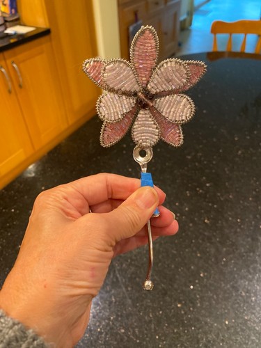 Pink beaded flower door hook