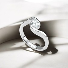 Diamond Ring For Engagement 950 Platinum Lab Grown Marquise 1 Carat IGI E F  VS