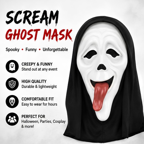 Latex scary movie scream mask - scary,