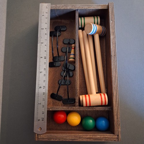 Vintage tabletop croquet set - vintage,