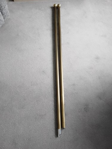 Two brass effect curtain - brass, poles
