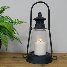 Rustic black metal lantern - rustic,