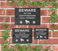 Beware of the Dog Slate Door Gate House Sign 3 Sizes All Breeds available M - Y