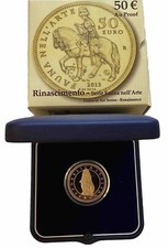 Moneta oro 50 € Euro 2013  "Flora e Fauna nell'Arte" Marzocco Rinascimento Proof