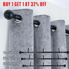 Curtain Pole for Eyelet Curtains Extendable Curtain Rod with Brackets Finials-