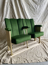 Rare Art Deco cinema seats fully restored & reupholstered In Linwood fabric