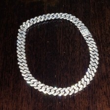 Cuban Link Chain  Necklace Iced MOISSANITE Out 925 Silver Plated, 24 Inch , 20mm